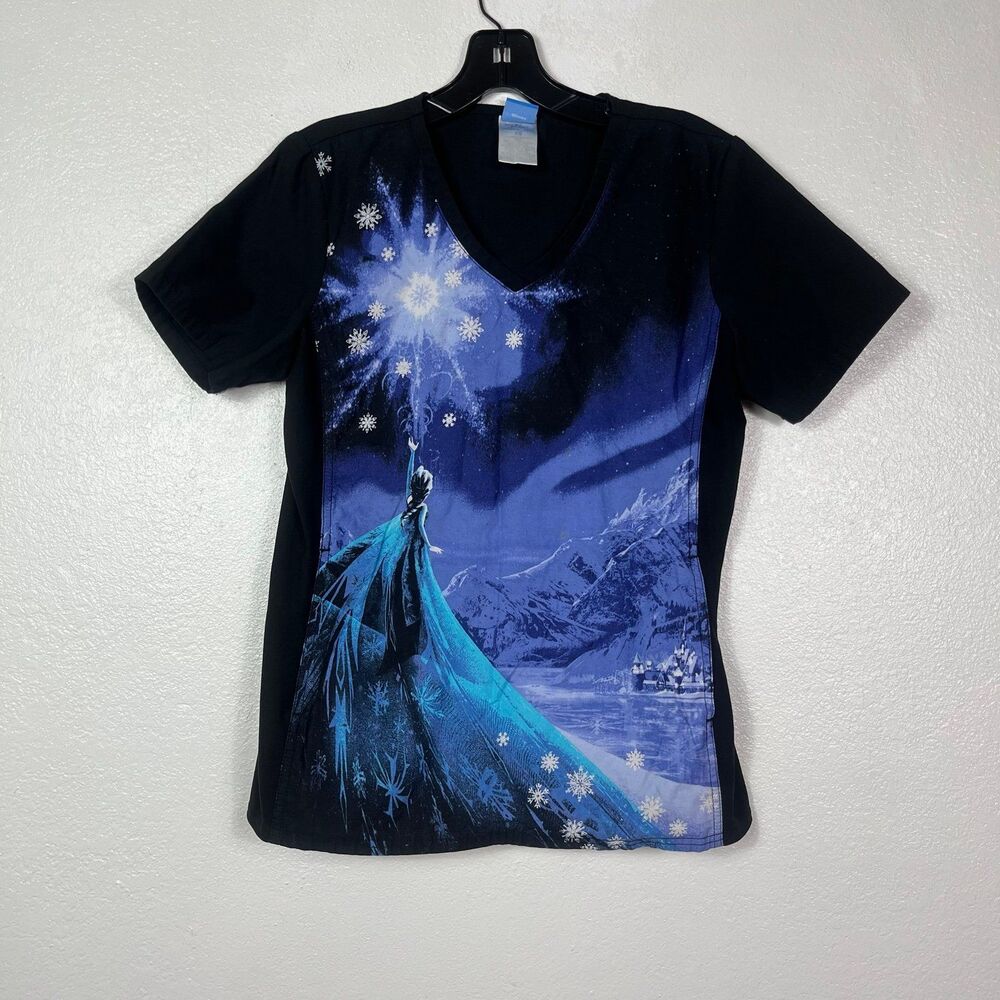 Disney Frozen Elsa Black Extra Small Scrub Top